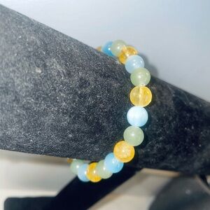 Handcrafted citrine green aventurine and blue bead bracelet